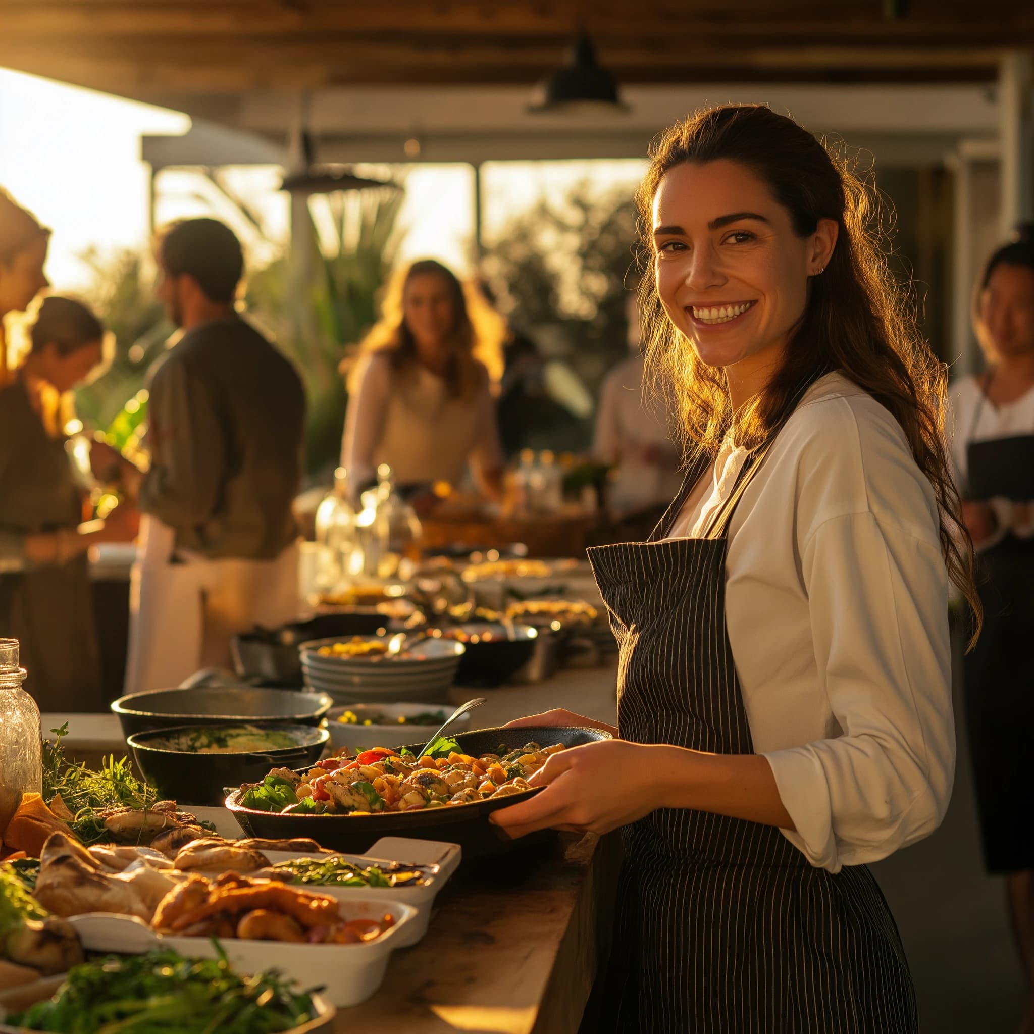 Person serving food at buffet